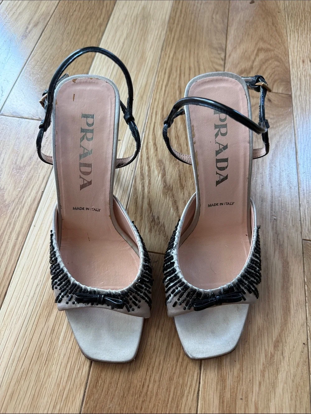 Vintage Prada Beaded Silk Heels - Picture 3 of 8